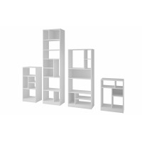 Manhattan Comfort 4-22345AMC6 4 Piece  Valenca Bookcase Set  in White